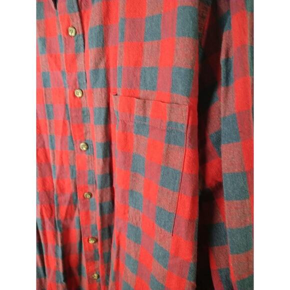 Faded Glory Men 2XL Shirt Collared Button Red Blue Checked Long Sleeve - Picture 8 of 9